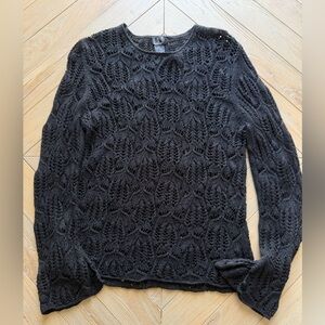 INC International Concepts Black VINTAGE Lace Knit Top Goth